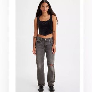 NWT Levi’s 501 90s 28 X 32 Black Wash Mud Rise Straight Leg Jeans Button Fly New